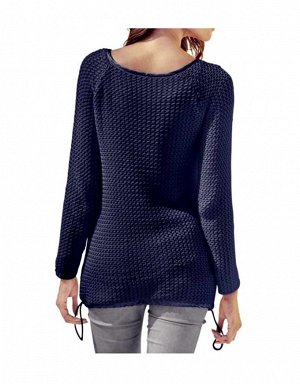 1к Heine - Best Connections  Пуловер, синий  Пуловер для настоящий модниц. Привлекательная грубоватая вязка с ажурной структурой. Декоративная кулиска на канте. Круглый вырез и кант с сатиновой оканто