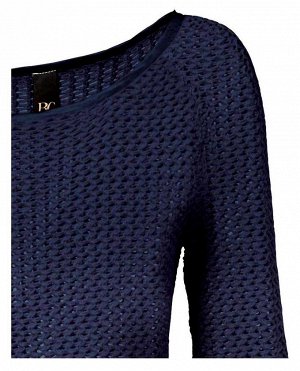 1к Heine - Best Connections  Пуловер, синий  Пуловер для настоящий модниц. Привлекательная грубоватая вязка с ажурной структурой. Декоративная кулиска на канте. Круглый вырез и кант с сатиновой оканто