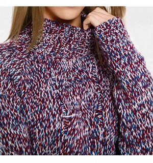 1к Heine - Best Connections  Пуловер, пестрый  Изысканная модель привлекательного пуловера грубоватой вязкой из эффектной пряжи. Сине-красный и белый в одном. Обрамляющая фигуру форма с воротником-сто