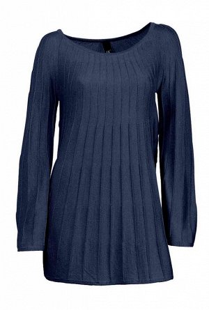 1к Heine - Best Connections  Пуловер, темно-синий  Красивый плиссерованный образ из модного трикотажа. Подчеркивающий фигуру силуэт с большим вырезом и расклешенным кантом. Длина ок. 72 см. Мягкий бла