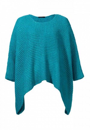 1к APART  Пуловер, бирюзовый  Благородно и модно. Небрежный пуловер в стиле пончо. Индивидуальный стиль широкого пуловера с асимметричным кантом. Высококачественая пряжка. Поперечная вязка под резинку