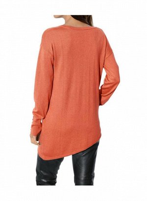 1к Ashley Brooke  Пуловер, мандариновый  Необычный стиль. Асимметричный пуловер с большим угловатым вырезом. Длинные рукава на пуговицах и широкие манжеты резиночной вязкой. Вырез и кант узкой резиноч