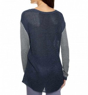 1к Heine - Best Connections  Пуловер, синий  Пуловер с красивым узором широкой формы с асимметричным кантом. Удобный мягкий трикотаж с переливом из 70% полиакрила, 16% вискозы и 14% полиамида. Удлинен