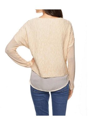1к Heine - Best Connections  Пуловер, абрикосовый  Волнительная мода. Привлекательный пуловер 2 в 1 с удлиненной сатиновой подкладкой. Эффектная структура и круглый вырез. Широкие плечи, длинные рукав