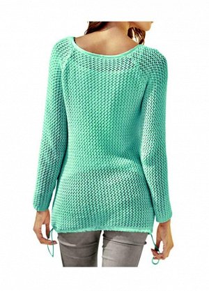 1к Heine - Best Connections  Пуловер, мятный  Пуловер для настоящий модниц. Привлекательная грубоватая вязка с ажурной структурой. Декоративная кулиска на канте. Круглый вырез и кант с сатиновой окант