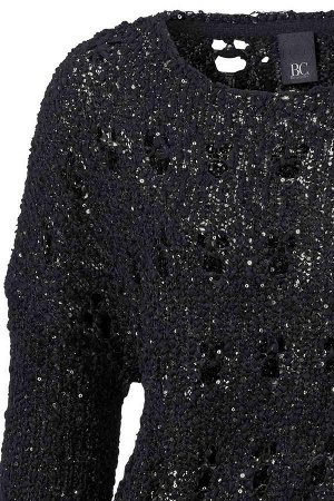 1к Heine - Best Connections  Пуловер, черно-серебристый  Игривая экстравагантность на каждый день. Мягкий буклированный пуловер с блестящими эффектами и блестками. Грубоватая вязка с ажурным узором. Л