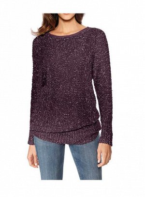 1к Linea Tesini  Пуловер, лиловый  Удачное сочетание непринужденности и стиля! Грубоватый трикотаж под букле с блеском. Широкая небрежная форма. Поперечная и продольная вязка спереди. Обрамляющая фигу