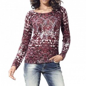 1к Heine - Best Connections  Пуловер, бордовый  Необычно и красиво. Привлекательный пуловер с круглым вырезом горловины с графическим рисунком и эффектным сердцем со стразами. Подчеркивающий фигуру си
