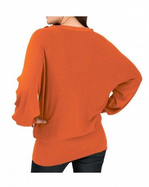 1к Ashley Brooke  Пуловер, оранжевый  Невероятная экстравагантность. Пуловер с рукавами летучая мышь и овальным вырезом на шнуровке. Модная широкая форма и широкие края резиночной вязкой. Обрамляющая 