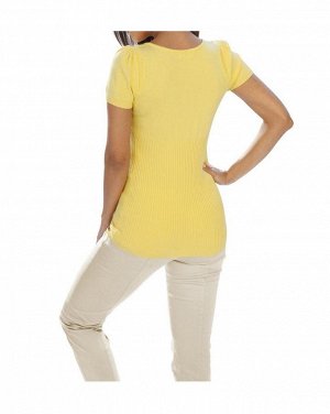 1к Ashley Brooke  Пуловер, желтый  Модная классика по-новому. Эффектный пуловер с красивыми деталями. Драпировки и декоративные перламутровые пуговицы на коротких рукавах. Большой круглый вырез с широ