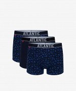 Мужские трусы шорты Atlantic, набор из 3 шт., хлопок, голубые + темно-синие, 3MH-173