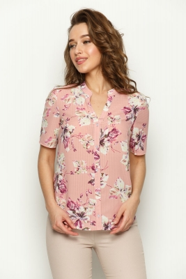 Рубашка Люси №3 (цветы).Цвет:розовый