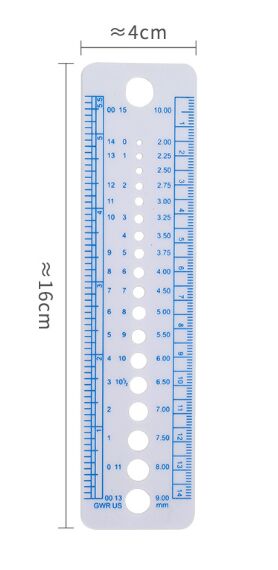 Линейка для определения размера спиц для вязания
