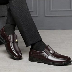 Мужские кожаные туфли, дышащие, темно-коричневый