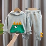 Детский костюм-двойка, с карманом, цвет серый