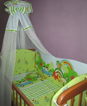 197897--Комплект в кроватку 7 пред. "Зоопарк" зеленый