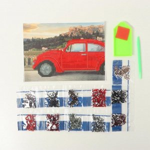 Алмазная мозаика с частичным заполнением «Машина» 15?21 см, холст