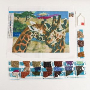 Алмазная мозаика с полным заполнением на холсте «Жирафы» 30х40 см