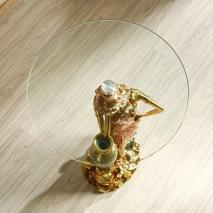 Стол декоративный "Девушка у вазы" золото 45х45х98 см