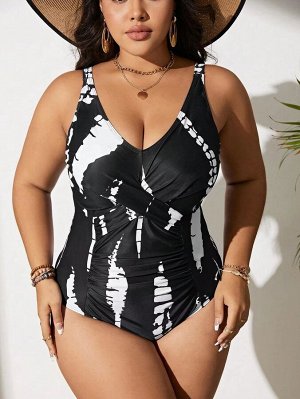 Женский слитный купальник Plus Size