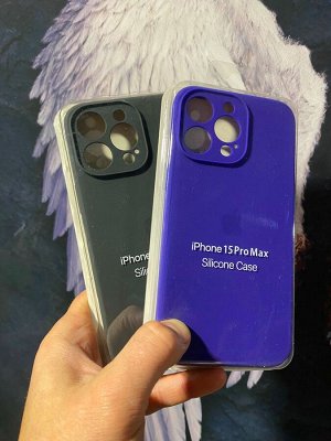 Силиконовый чехол Classic Iphone 15 Pro Max с защитой камеры цвет на выбор