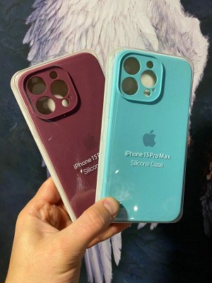 Силиконовый чехол Classic Iphone 15 Pro Max с защитой камеры цвет на выбор