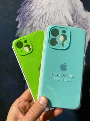Силиконовый чехол Classic Iphone 15 Pro Max с защитой камеры цвет на выбор
