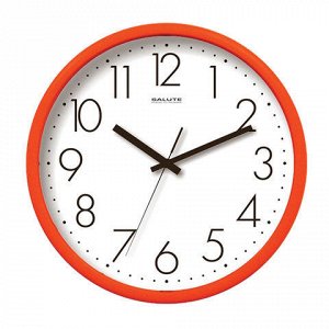 Часы настенные САЛЮТ П-2Б2.3-012 круг, белые, оранжевая рамк