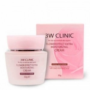 3W Clinic Flower Effect Extra Moisturizing Cream Увлажняющий крем с цветочными экстрактами 50g