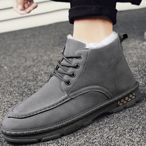 Мужские зимние замшевые ботинки на шнуровке, нескользящие, коричневый
