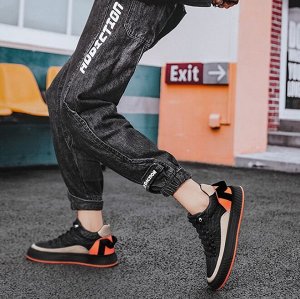 Мужские стеганые кроссовки на толстой подошве, дышащие, черный/оранжевый/бежевый
