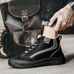 Мужские демисезонные ботинки на шнуровке, черный