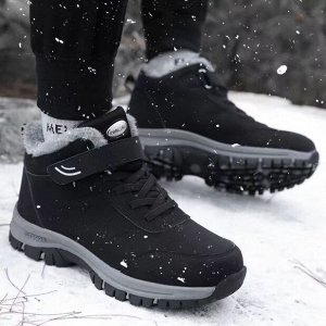 Мужские зимние ботинки на мягкой подошве, нескользящие, водонепроницаемые, черный