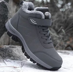 Мужские зимние ботинки на мягкой подошве, нескользящие, водонепроницаемые, серый