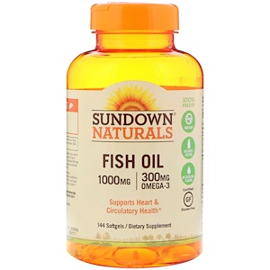 Sundown Naturals, Рыбий жир, 1000 мг, 144 мягких таб.