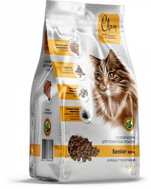 ВЫВОДИМ CLAN CLASSIC Senior-30/14 Сухой корм для пожилых кошек, курица с телятиной 1,25 кг 1/6