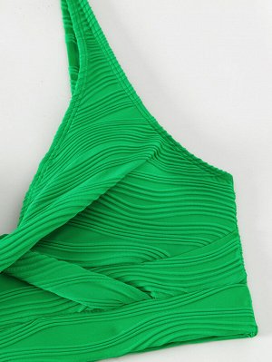 Женский купальный комплект: лиф + трусы + накидка, цвет зеленый
