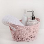 Корзина для хранения вещей с ручками КРУЖЕВО 2,5л Чайная роза, пластик, 19,5x26x10 см