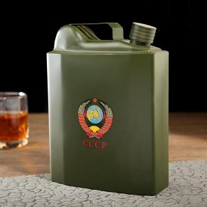 Фляжка для алкоголя и воды "СССР", нержавеющая сталь, подарочная, армейская, 1.59 л