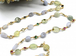 Цепочка для украшений с галтовкой самоцветов, 50см
