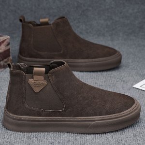 Мужские демисезонные замшевые ботинки-челси, темно-коричневый