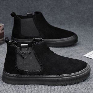 Мужские демисезонные замшевые ботинки-челси, черный