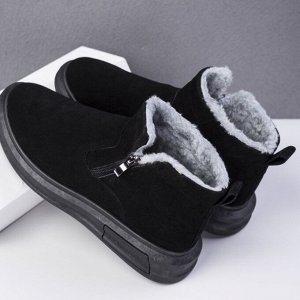Мужские зимние замшевые ботинки, нескользящие, дышащие, черный