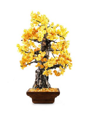 Декоративное денежное дерево с натуральным янтарём
