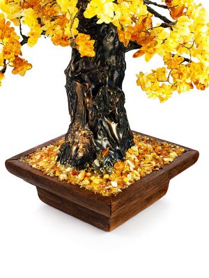 Декоративное денежное дерево с натуральным янтарём