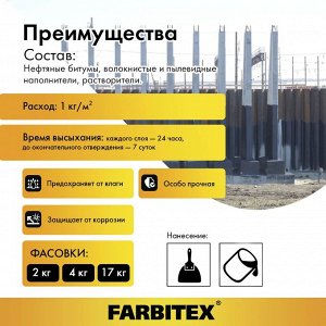 Мастика битумная гидроизоляционная FARBITEX (Артикул: 4300003453; Фасовка = 2 кг)