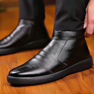 Мужские зимние ботинки на мягкой подошве, нескользящие, черный