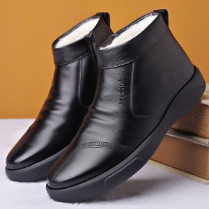 Мужские зимние ботинки на мягкой подошве, нескользящие, черный