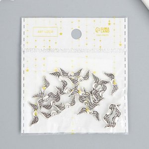 Бусина для творчества металл "Сердечко с крыльями" серебро 2806 0,6х2 см