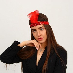 Новогодняя повязка на голову с пером, цвет красный, на новый год